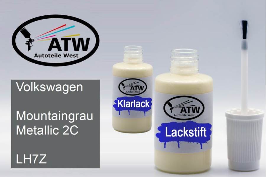 Volkswagen, Mountaingrau Metallic 2C, LH7Z: 20ml Lackstift + 20ml Klarlack - Set, von ATW Autoteile West.